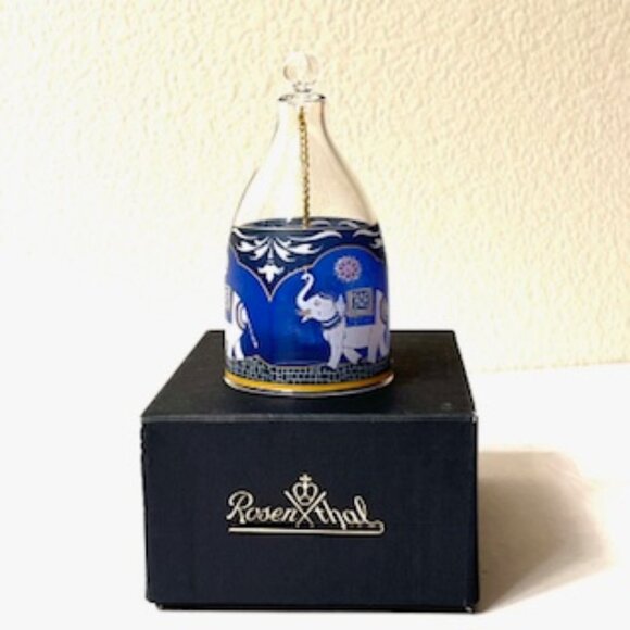 Rosenthal Maharajas Kobalt Elephant Motif Bell Christmas Ornament - Picture 5 of 7